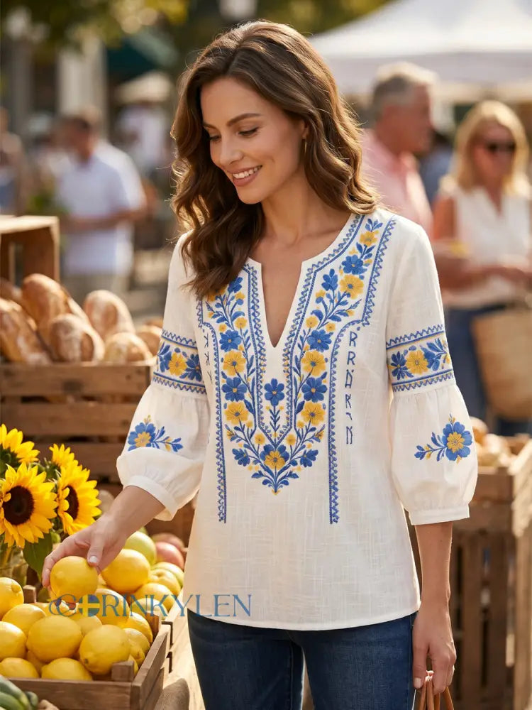 Everly - Blusa floral de tacto suave