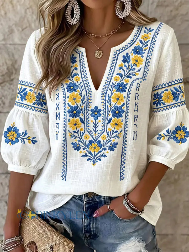 Everly - Blusa floral de tacto suave