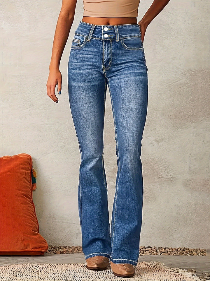 Evarra - Jeans acampanados de tiro alto con suave elasticidad