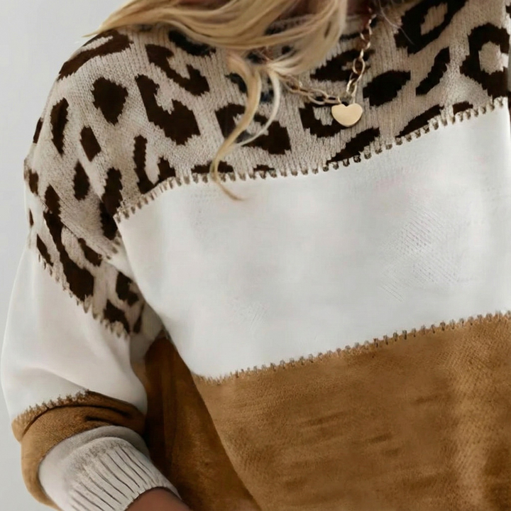 Arlaya - Suéter de tacto suave con estampado de leopardo