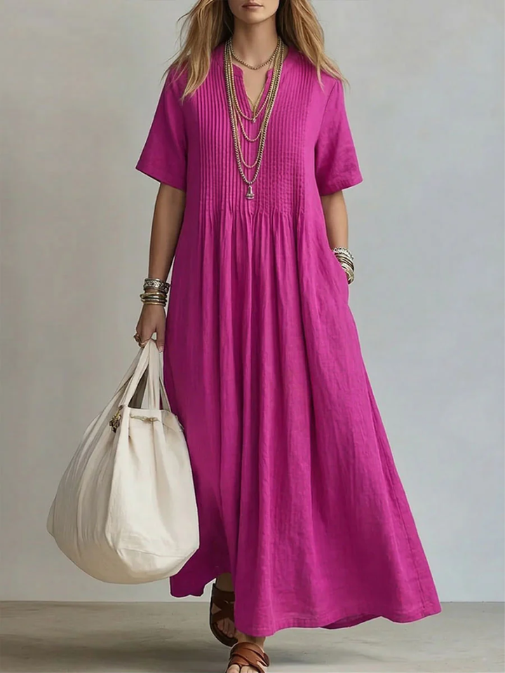 Maira - Vestido maxi con escote en V y tacto suave