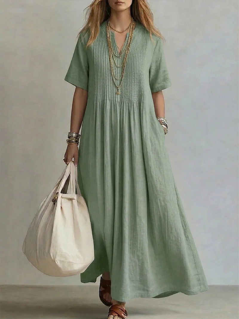 Maira - Vestido maxi con escote en V y tacto suave