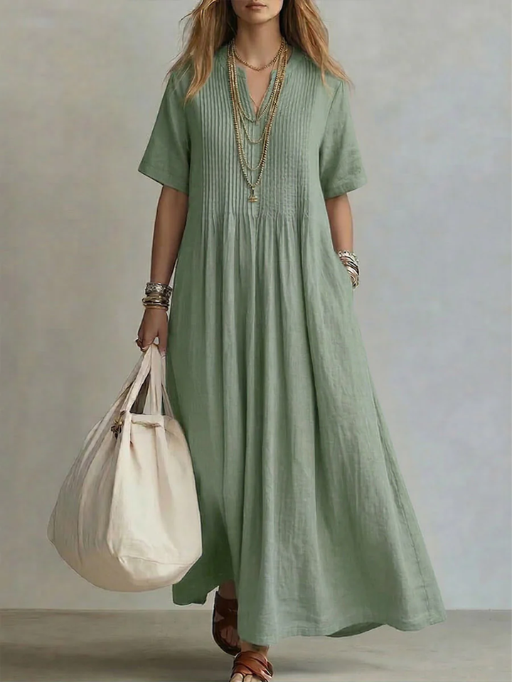 Maira - Vestido maxi con escote en V y tacto suave