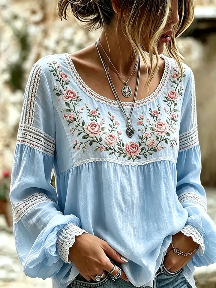 Tressalia - Blusa de lino bordada