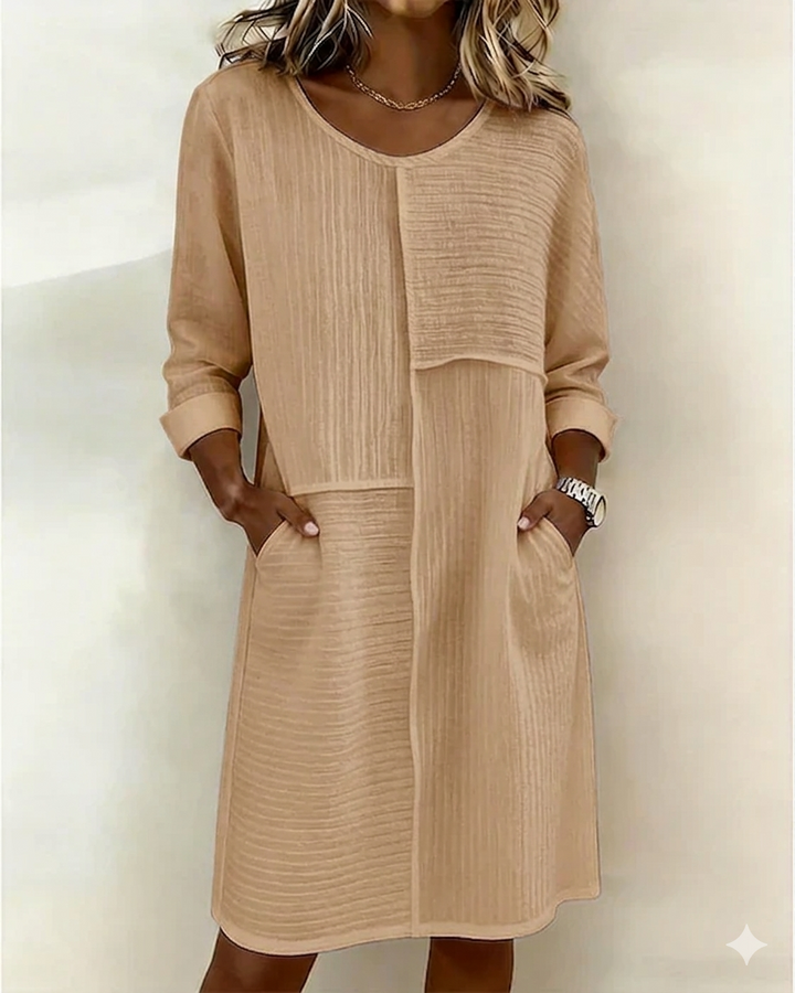 Taryn - Vestido recto de manga larga de tacto suave