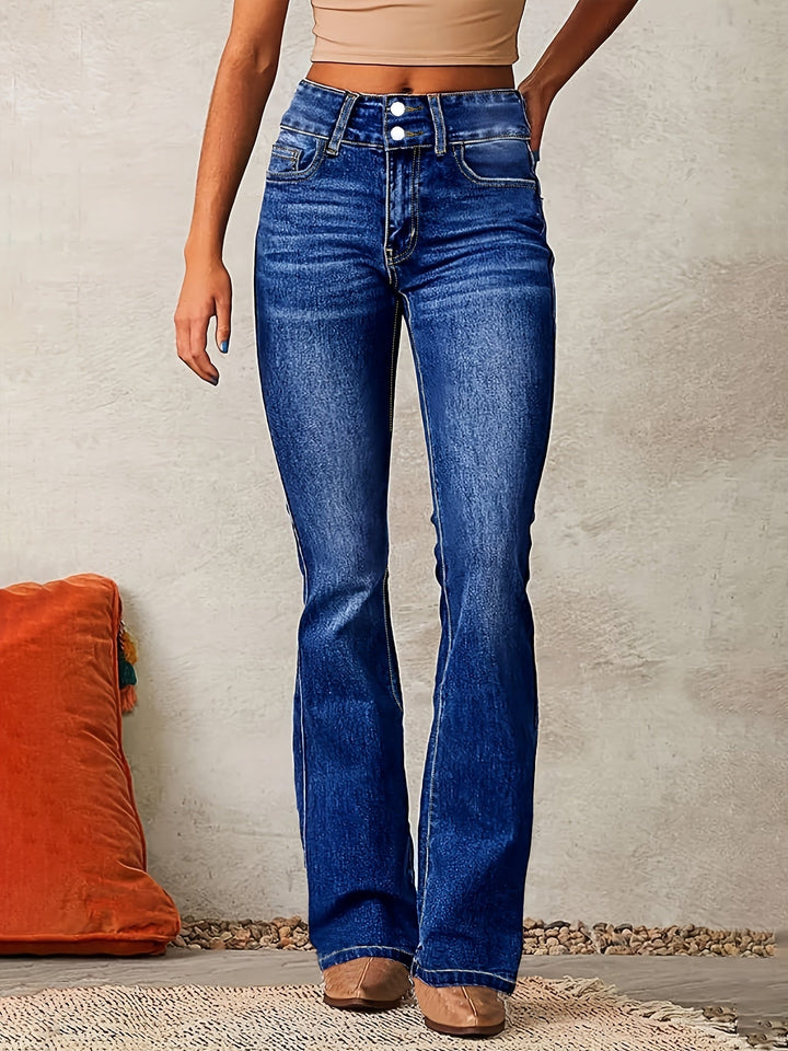 Evarra - Jeans acampanados de tiro alto con suave elasticidad