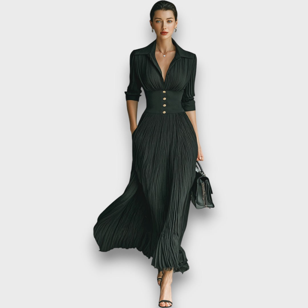 Miryn - Vestido maxi plisado elegante