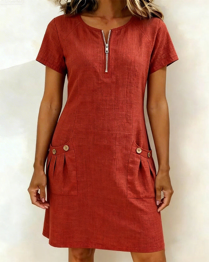 Dariae - Vestido de línea A en mezcla de lino