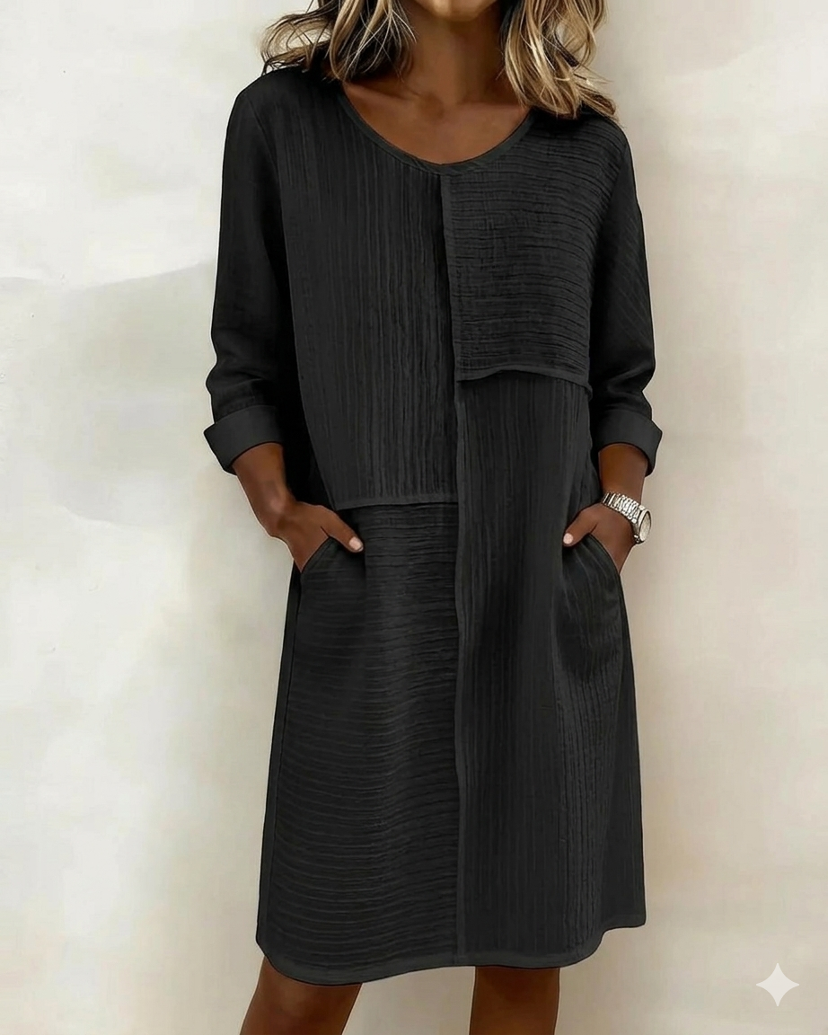 Taryn - Vestido recto de manga larga de tacto suave