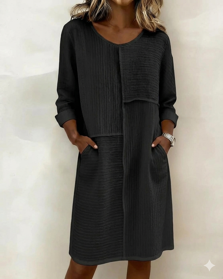 Taryn - Vestido recto de manga larga de tacto suave