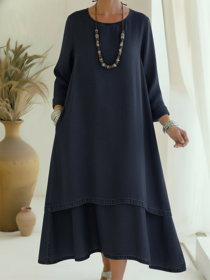 Sienna - Vestido Midi de Manga Larga de Tacto Suave