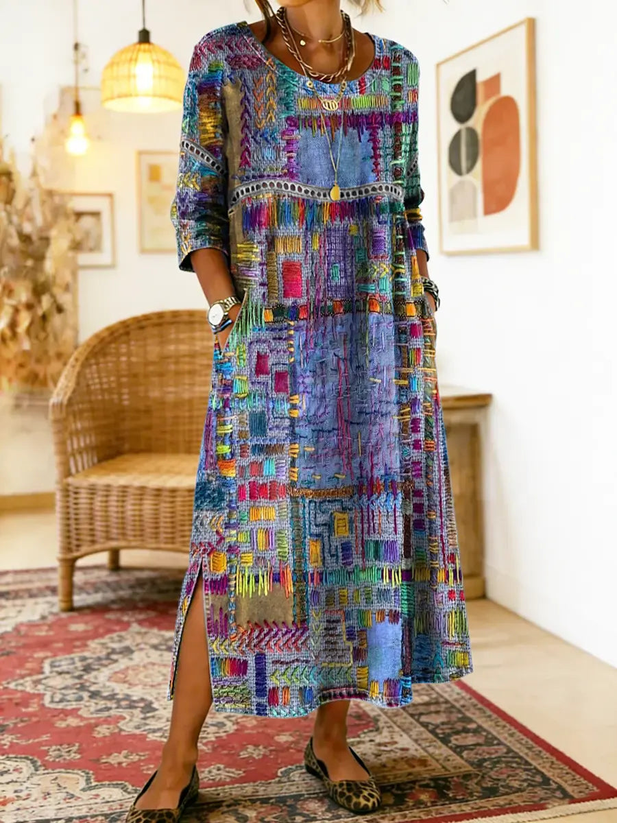 Maelle - Vestido midi estampado de silueta relajada y estilo casual