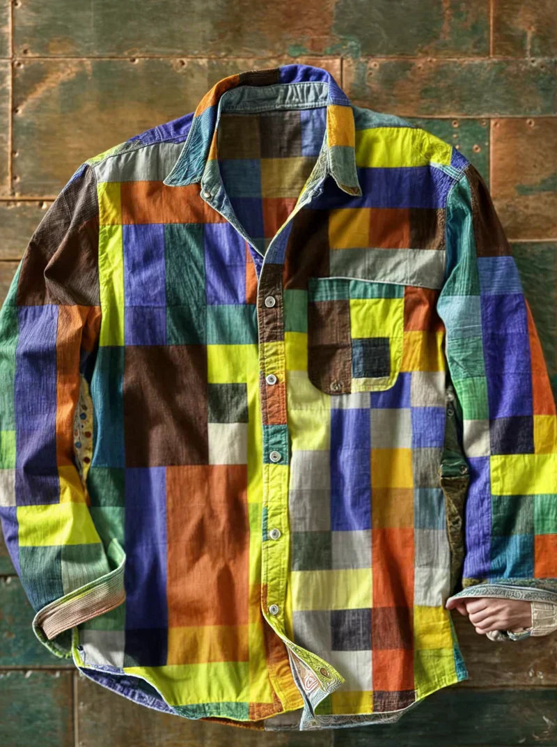 Jorvik - Camisa de patchwork de tacto suave
