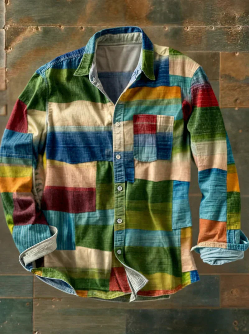 Jorvik - Camisa de patchwork de tacto suave