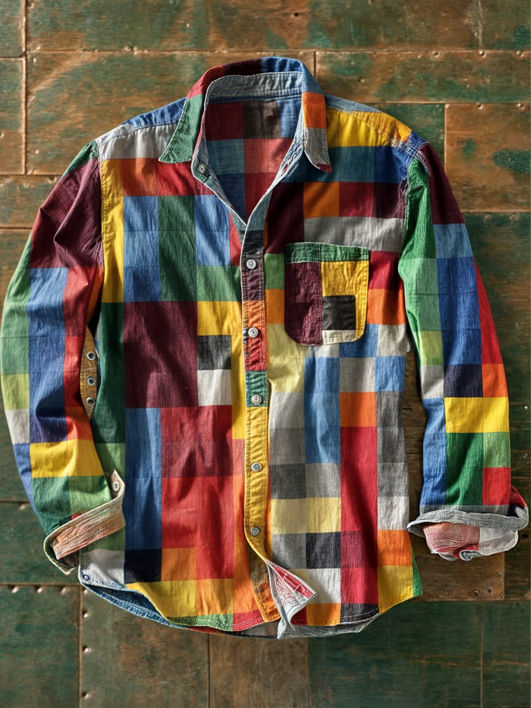 Jorvik - Camisa de patchwork de tacto suave
