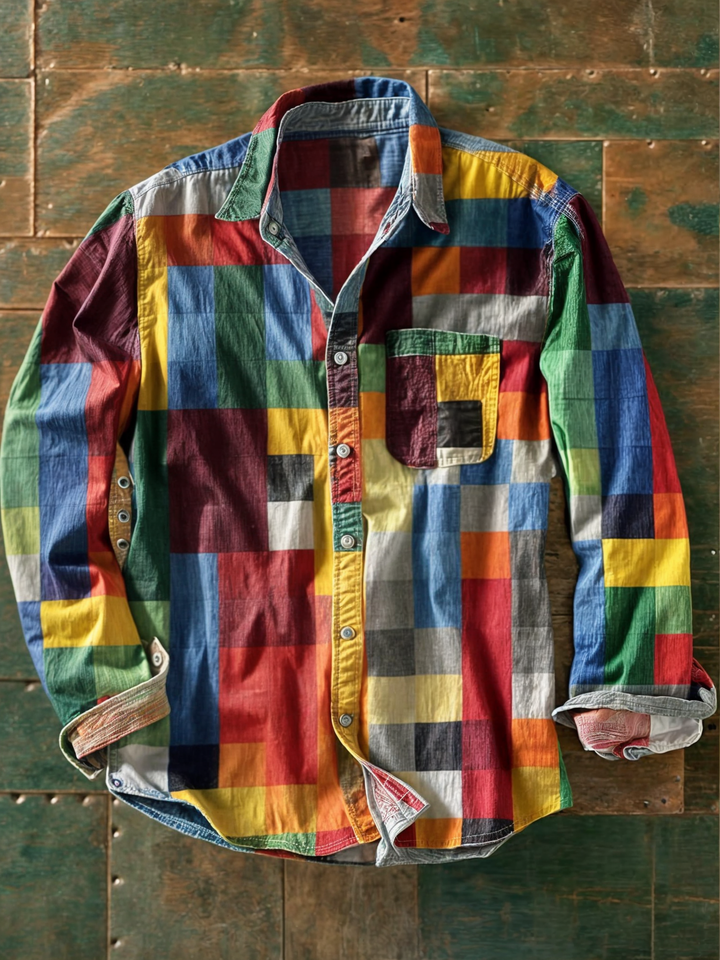 Jorvik - Camisa de patchwork de tacto suave