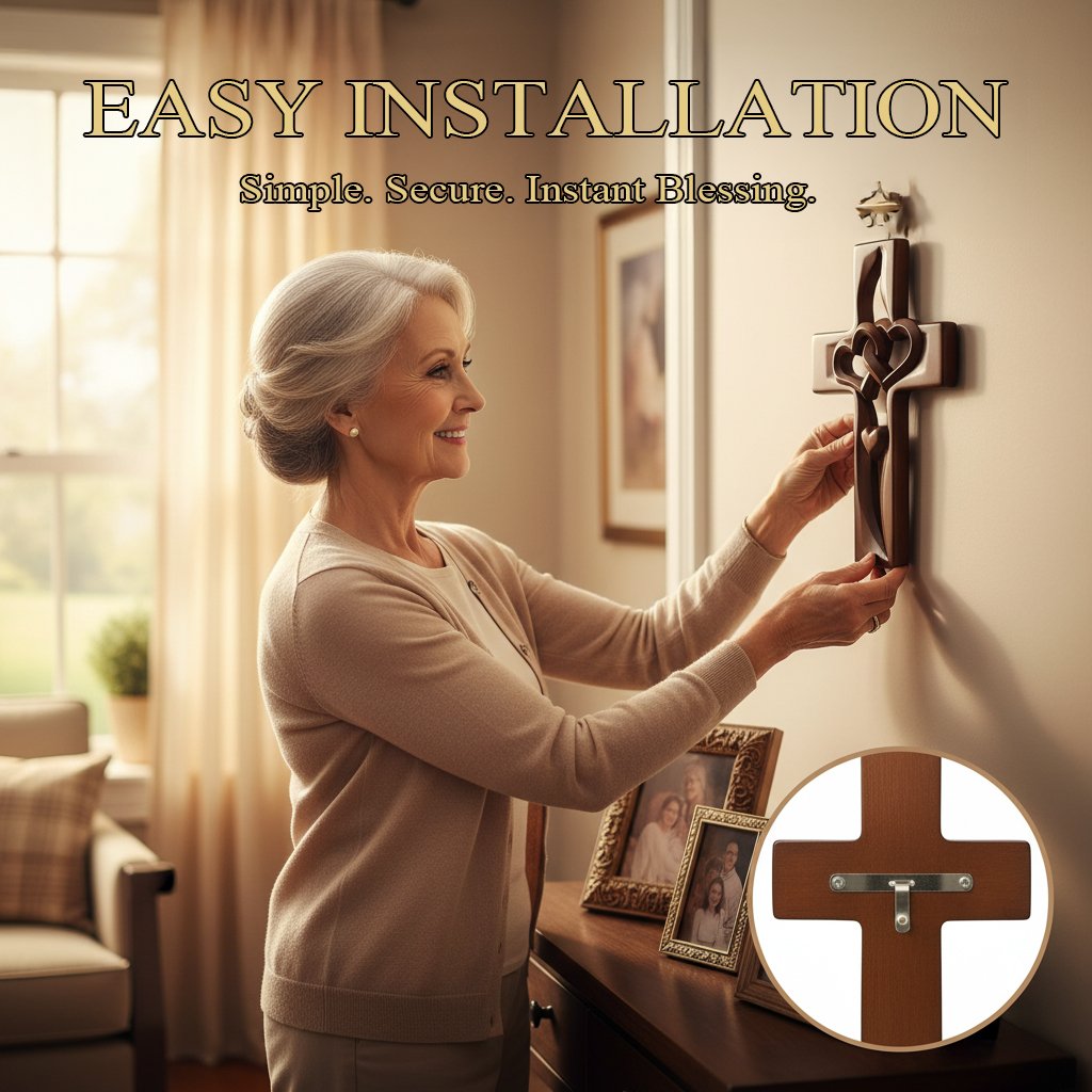 Orlinda - Decoración de Pared con Cruz y Detalle de Corazón