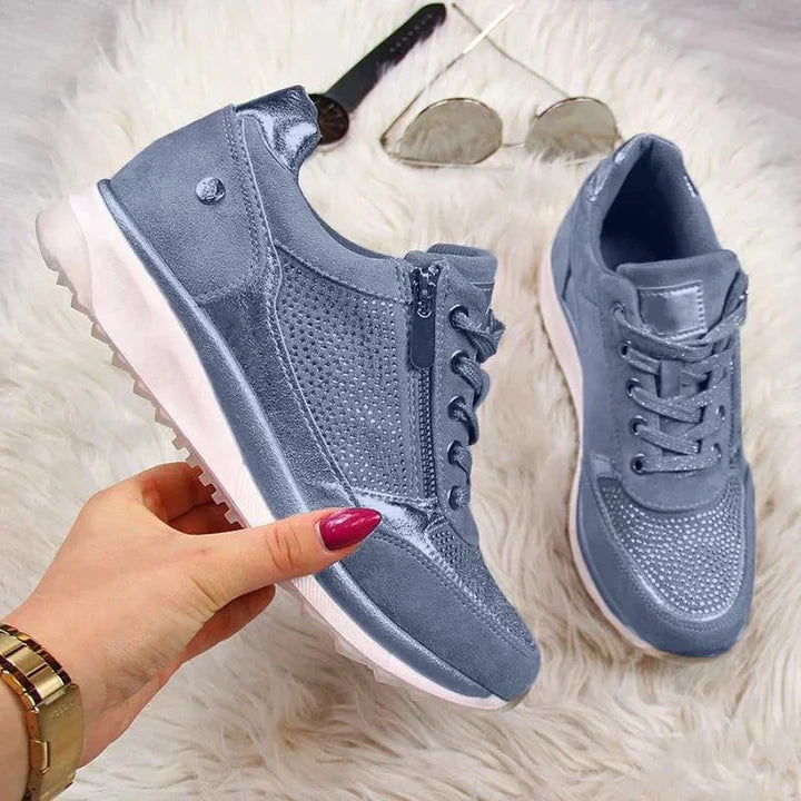 Raina - Tenis casuales con moño y cierre lateral