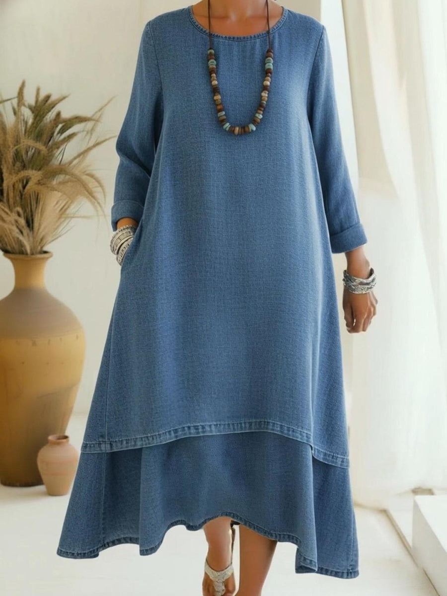 Sienna - Vestido Midi de Manga Larga de Tacto Suave