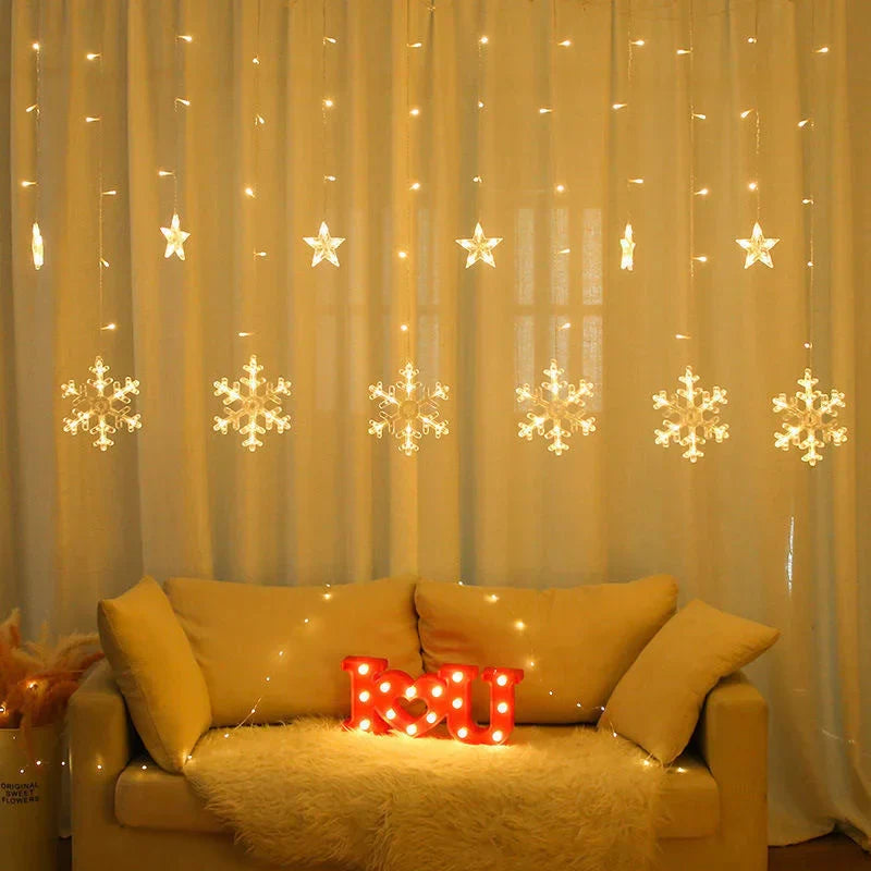Raynette - Luces de Cortina en Forma de Copo de Nieve LED