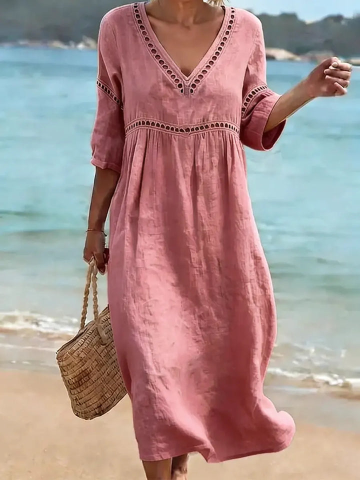 Quessia - Vestido de tacto suave con escote en V