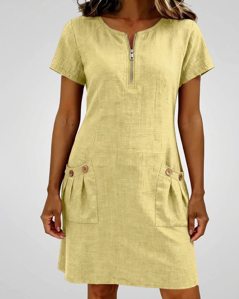 Girella - Vestido de lino de corte en A fresco
