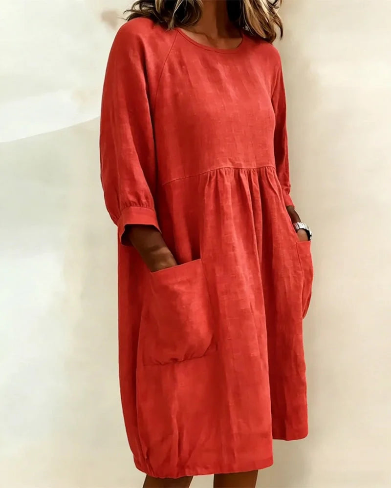 Avenra - Vestido holgado de manga tres cuartos