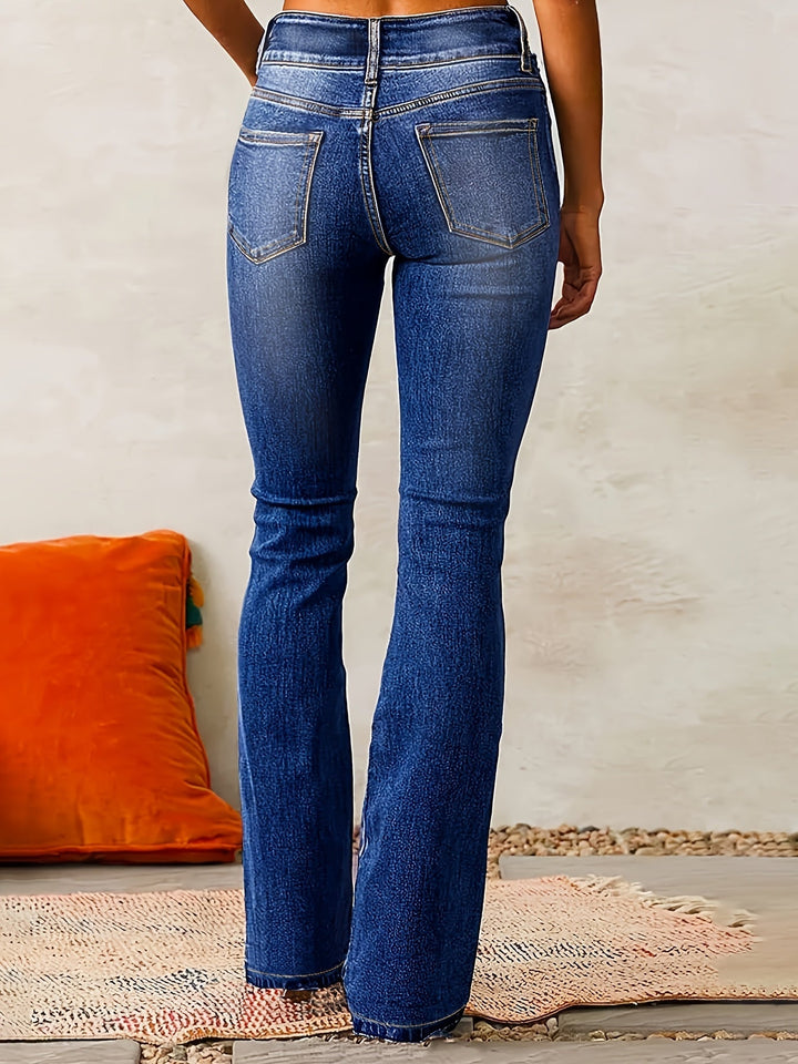 Evarra - Jeans acampanados de tiro alto con suave elasticidad