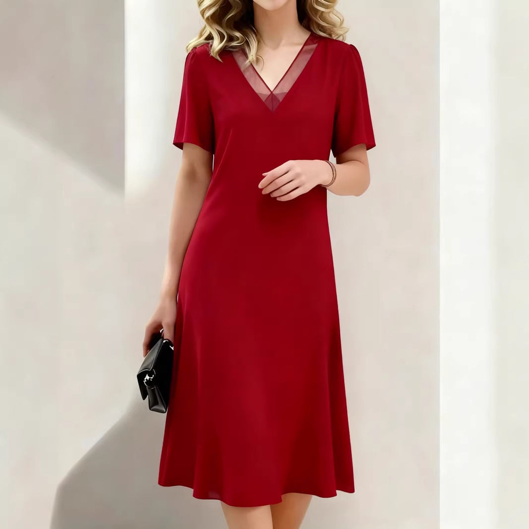 Brina - Vestido midi con escote en V y manga corta