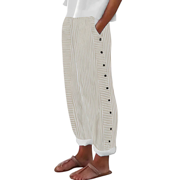 Yareli - Pantalón de pierna ancha de rayas