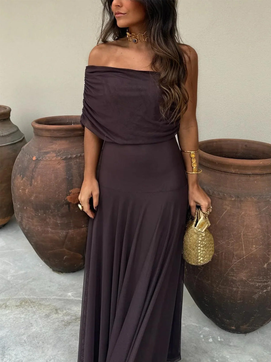 Briallen - Vestido con escote Bardot de tacto suave
