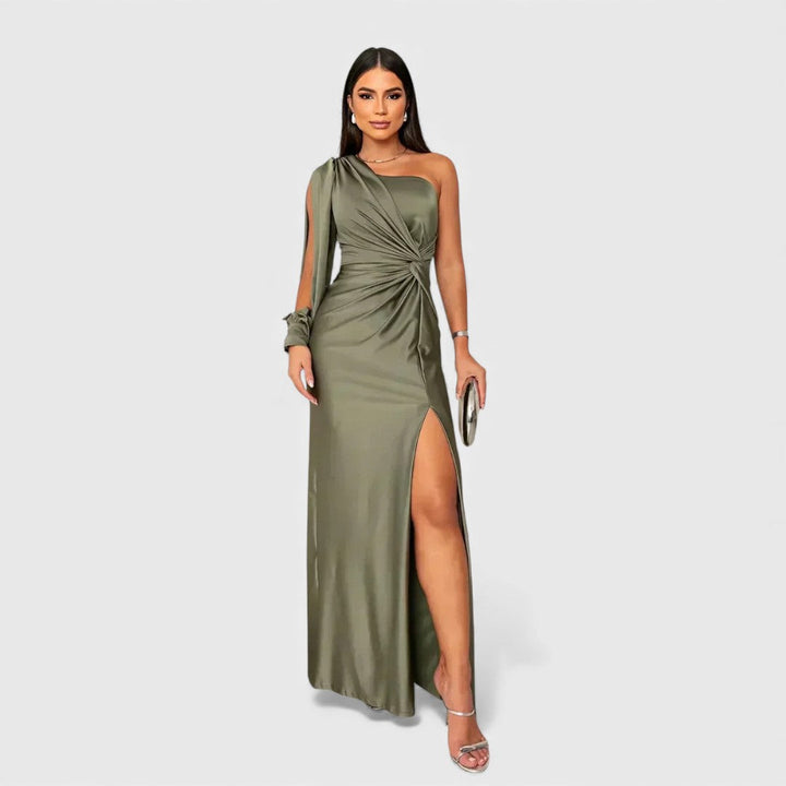 Ellivia - Vestido de noche de un solo hombro de tacto suave