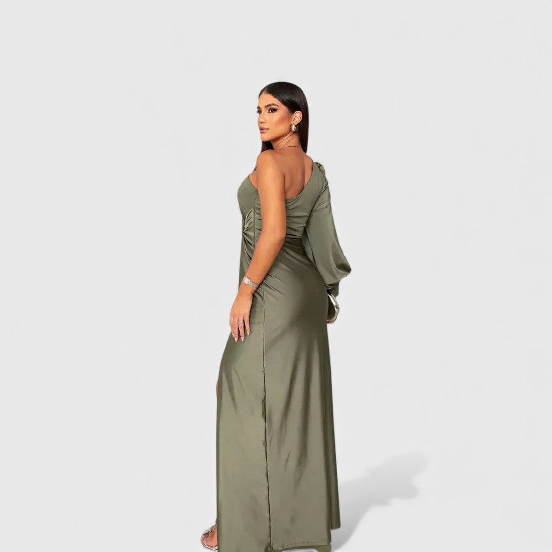 Ellivia - Vestido de noche de un solo hombro de tacto suave