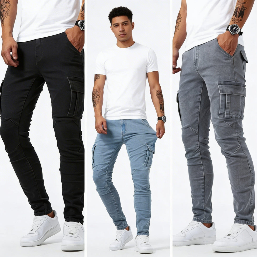 Darnic - Jeans cargo premium con stretch