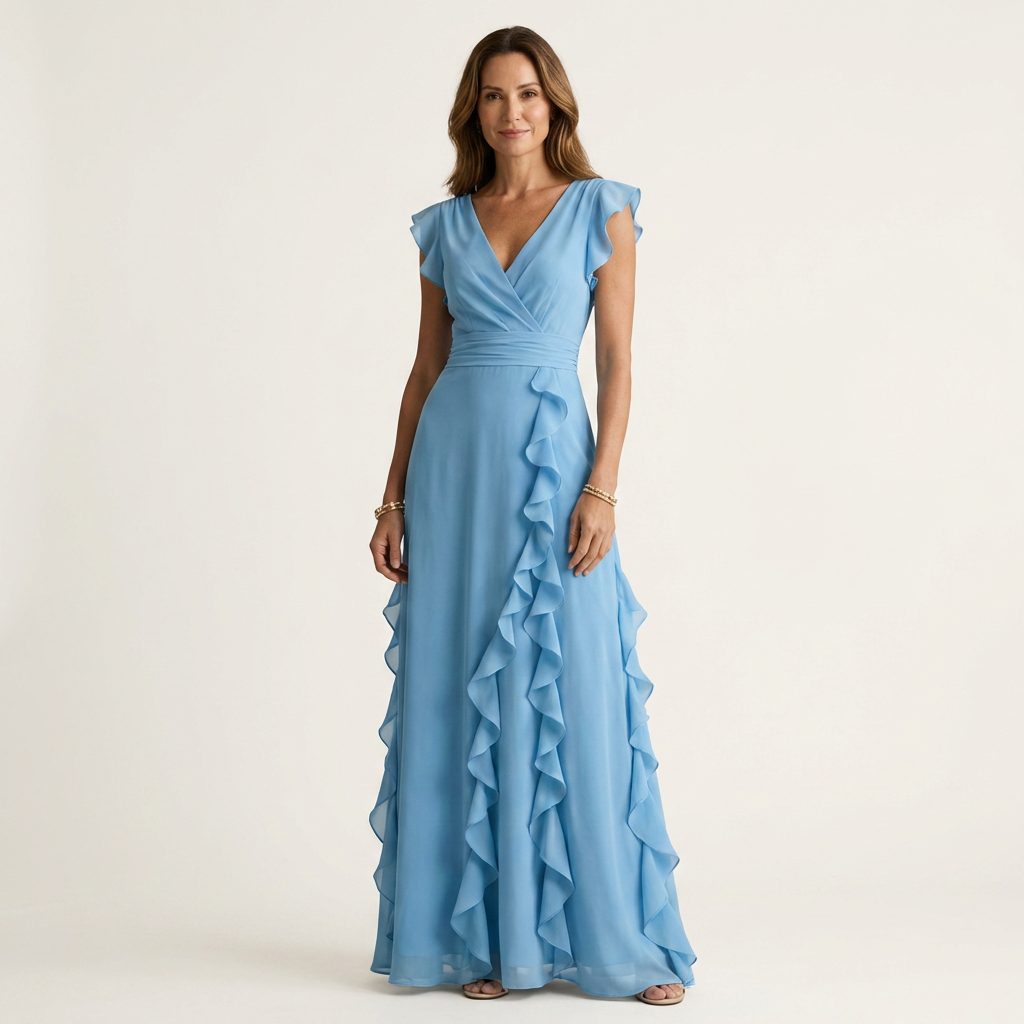 Delyth - Vestido maxi elegante con olanes