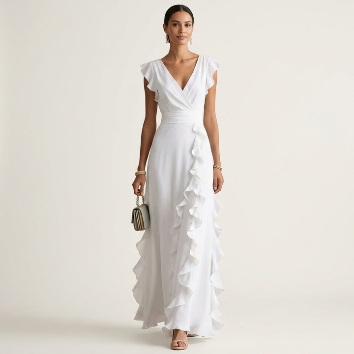 Delyth - Vestido maxi elegante con olanes