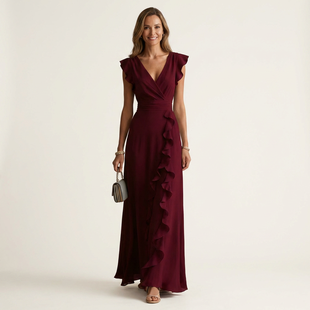 Delyth - Vestido maxi elegante con olanes