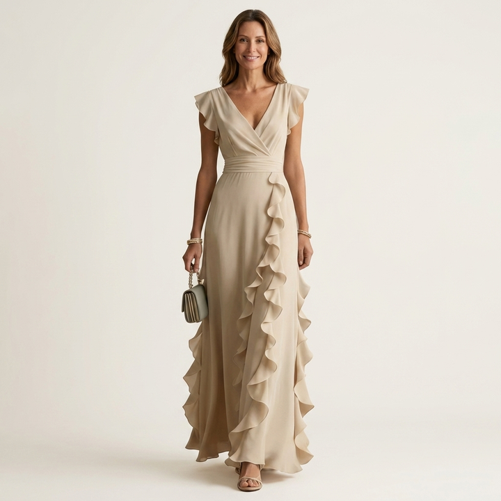Delyth - Vestido maxi elegante con olanes