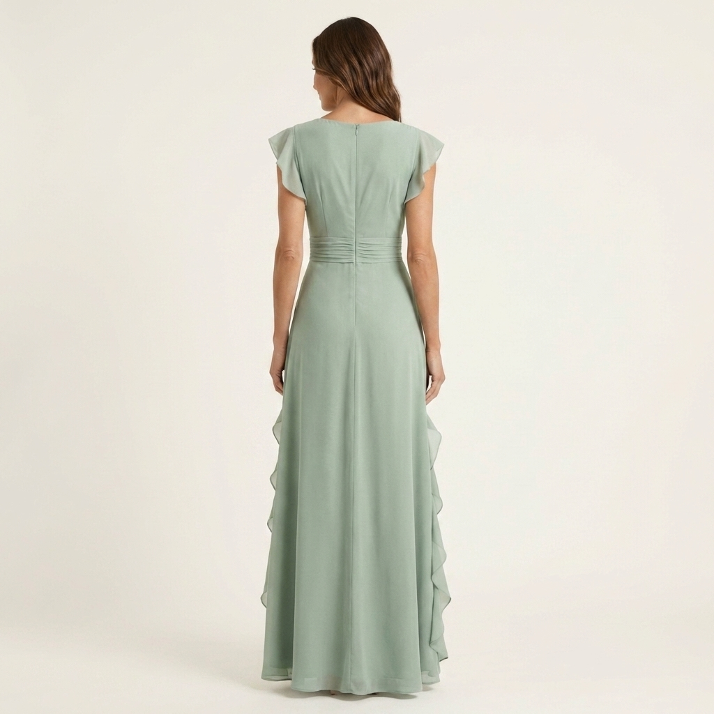 Delyth - Vestido maxi elegante con olanes