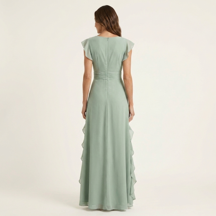 Delyth - Vestido maxi elegante con olanes