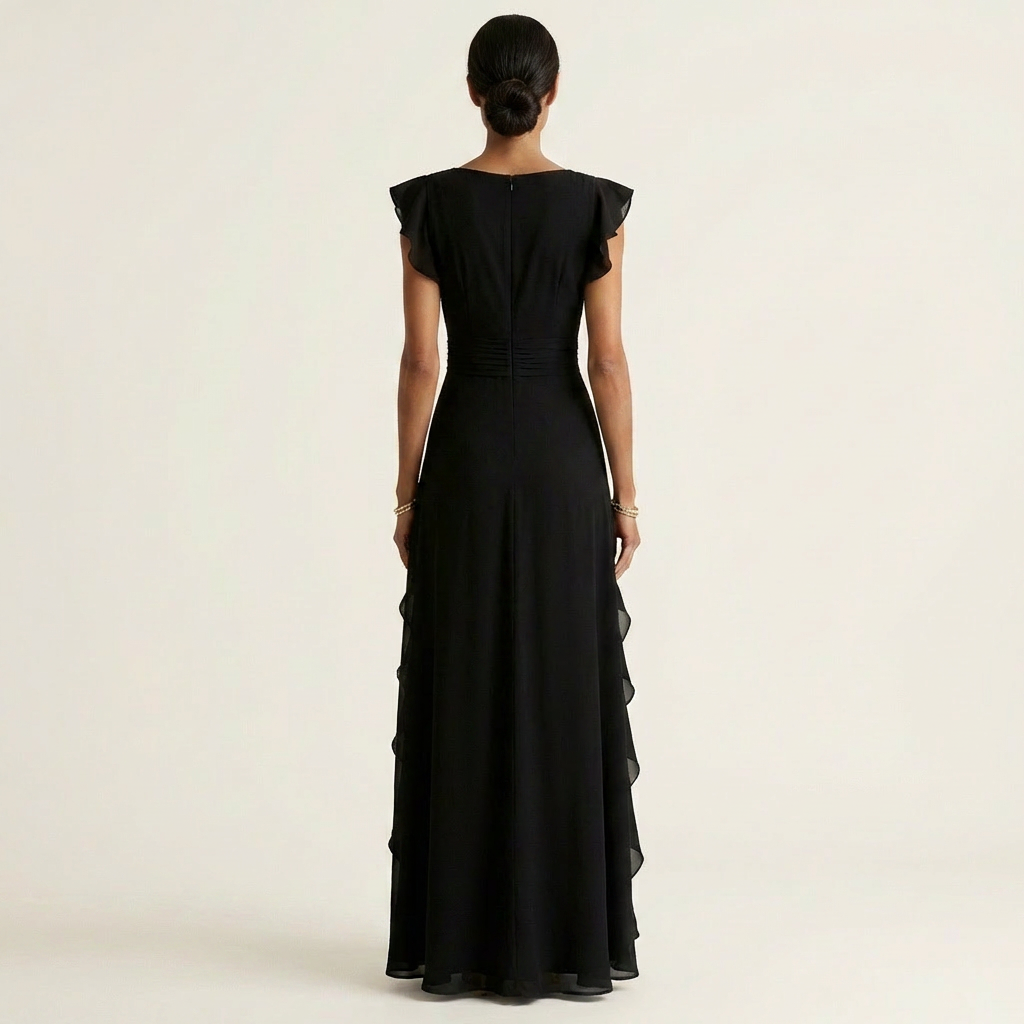 Delyth - Vestido maxi elegante con olanes