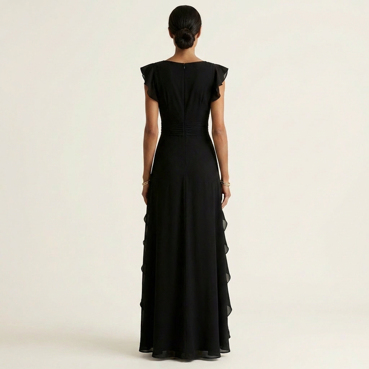 Delyth - Vestido maxi elegante con olanes