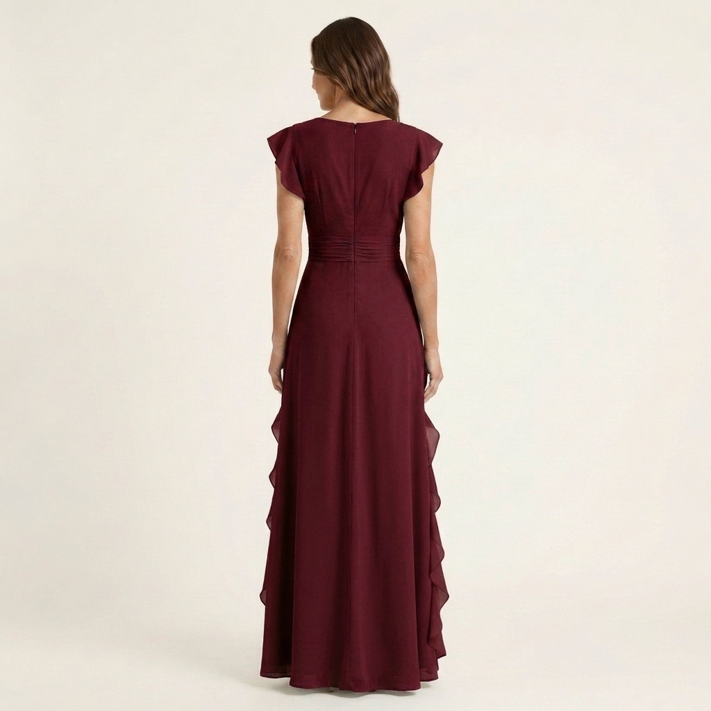 Delyth - Vestido maxi elegante con olanes