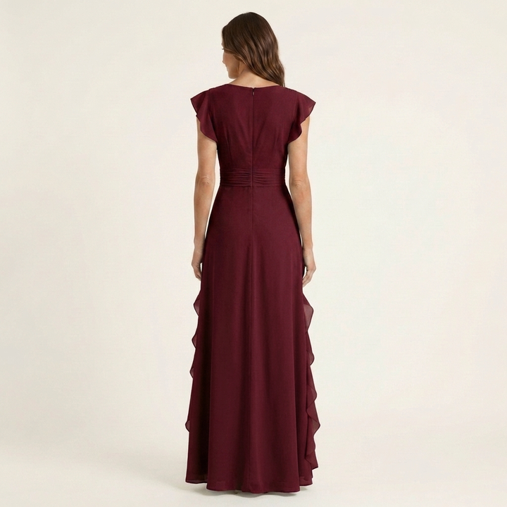 Delyth - Vestido maxi elegante con olanes