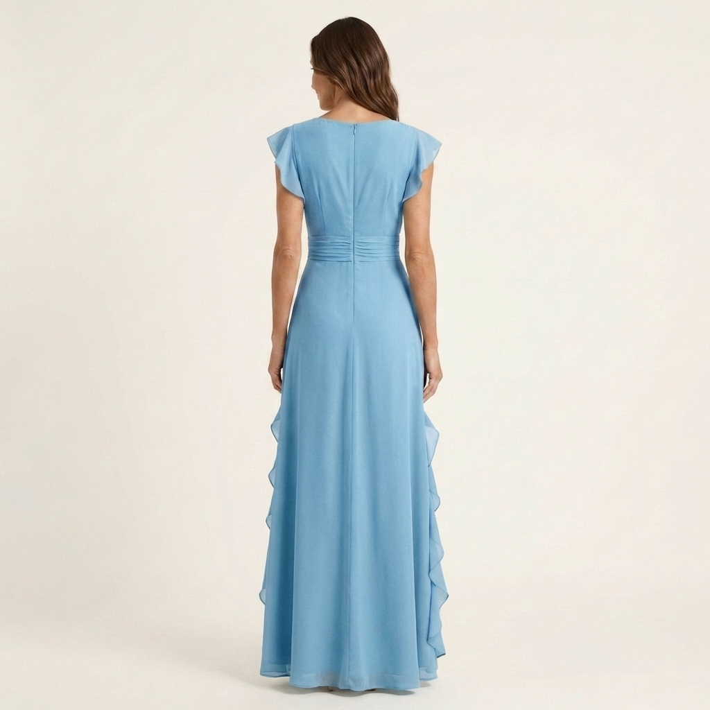 Delyth - Vestido maxi elegante con olanes