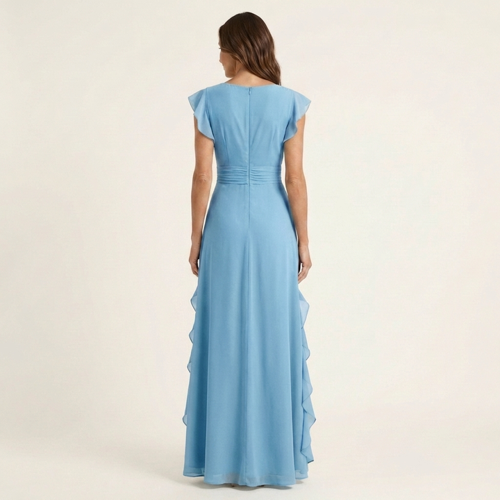 Delyth - Vestido maxi elegante con olanes
