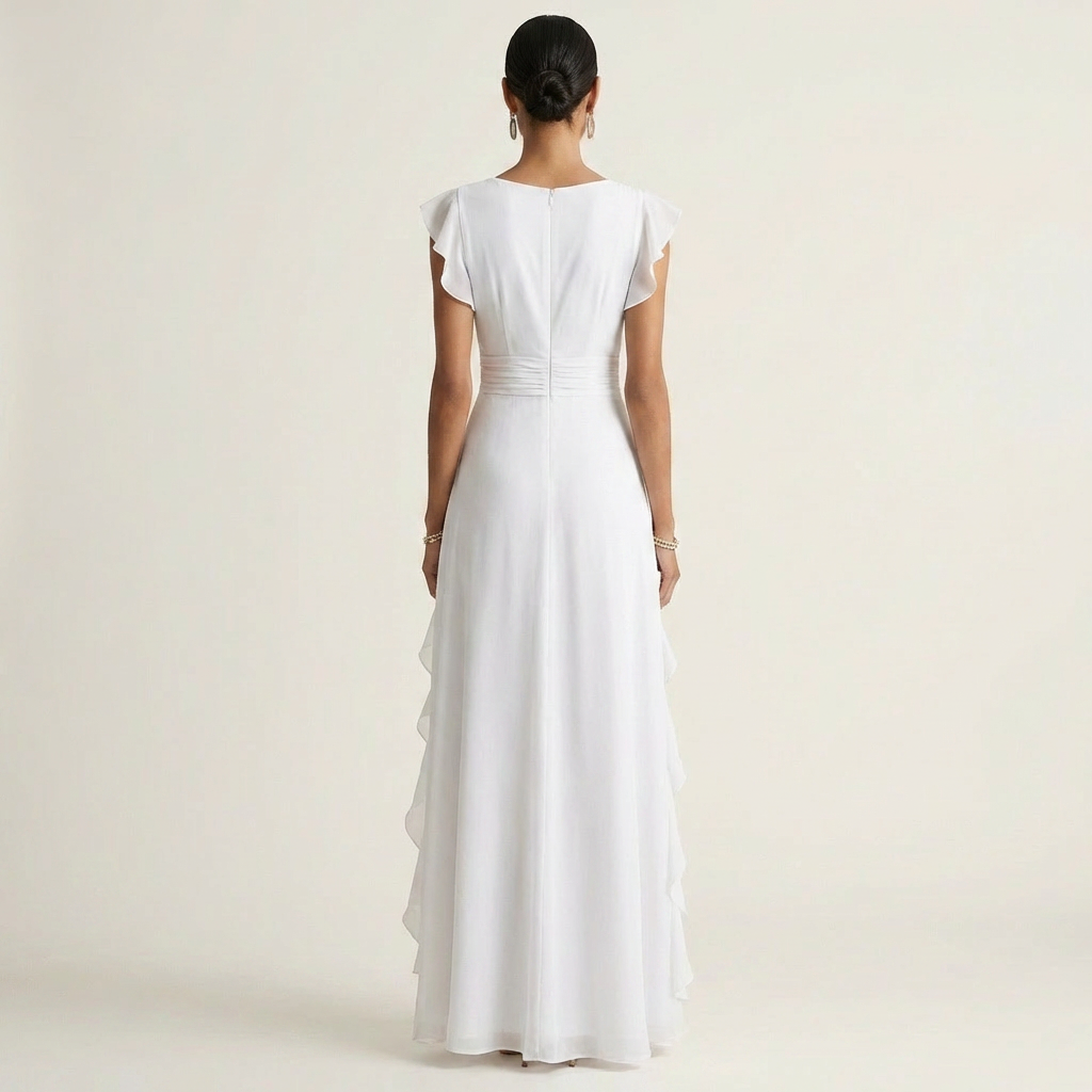 Delyth - Vestido maxi elegante con olanes