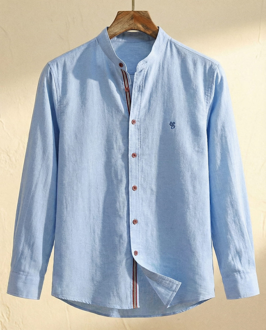 Rydoril - Camisa de cuello mao impecable