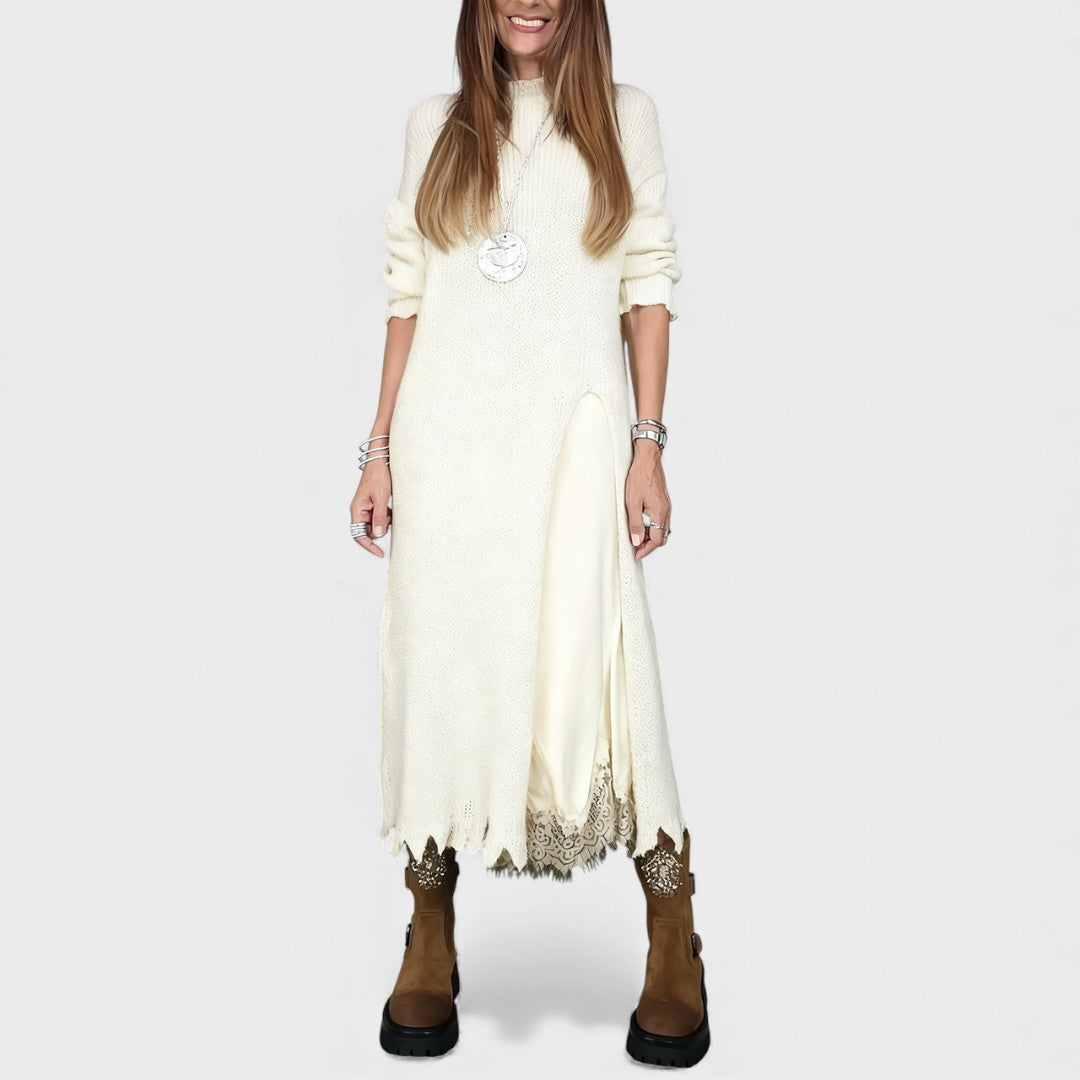 Abalyn - Vestido Midi Casual Estiloso