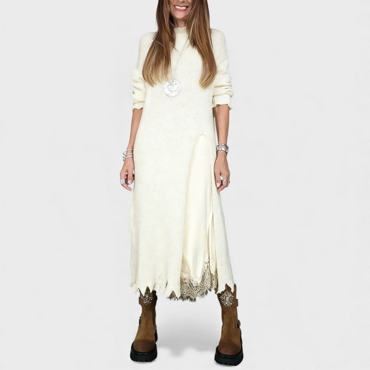 Abalyn - Vestido Midi Casual Estiloso